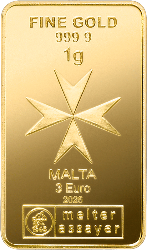 1g Gold Heimerle und Meule Malta Münzbarren