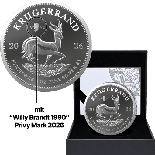 1 Unze Silber Krügerrand Willy Brandt Privy Mark 2026 PP (Auflage: 2.500 | Polierte Platte)
