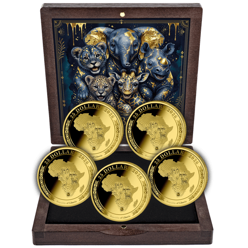 Gold African Big Five Baby Set 2026 (Auflage: 250 | Polierte Platte)