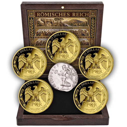 Gold Römisches Reich Set 2026 (Auflage: 250 | echter römischer Denar | Polierte Platte)