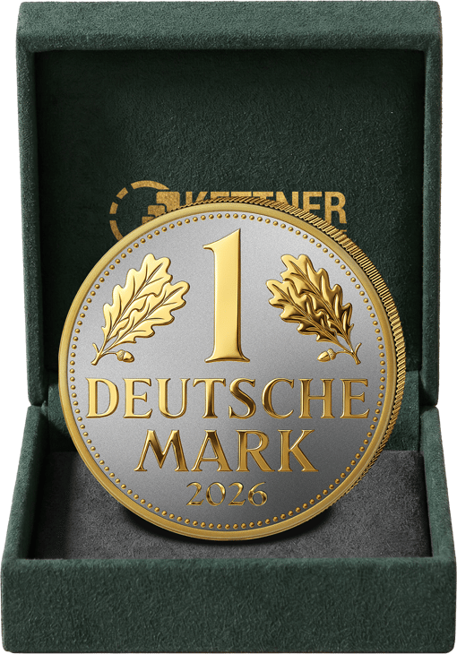 1 troy ounce zilver Duitse Mark 2026 (oplage: 100 | gedeeltelijk verguld | Reverse Proof)