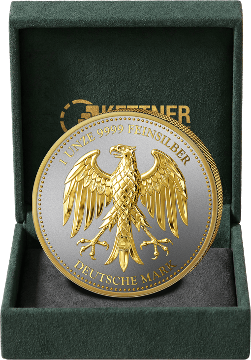 1 troy ounce zilver Duitse Mark 2026 (oplage: 100 | gedeeltelijk verguld | Reverse Proof)