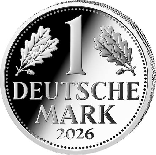 1 Unze Silber Deutsche Mark 2026 (Auflage: 500 | 65mm | Polierte Platte)