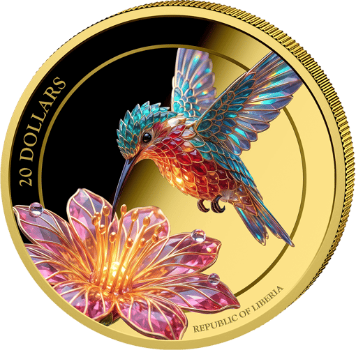 1 Unze Silber Kristall Kolibri 2026 (Auflage: 100 | Prisma | vergoldet)