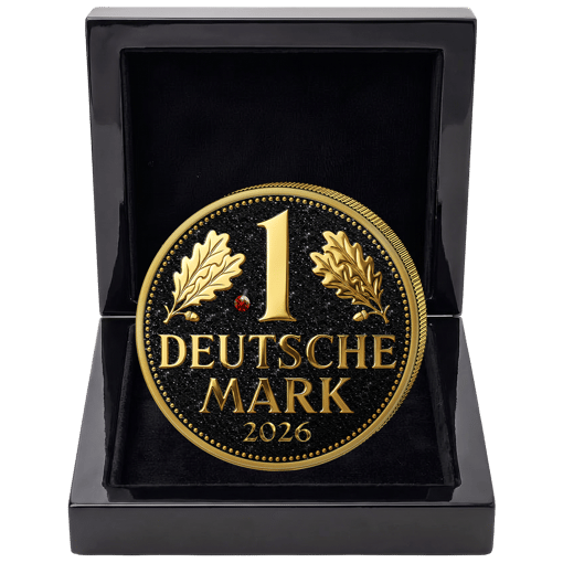 2 Unze Silber Deutsche Mark Red Ruby Edition 2026 (Auflage: 33 | Iced Out | Rubin |vergoldet)