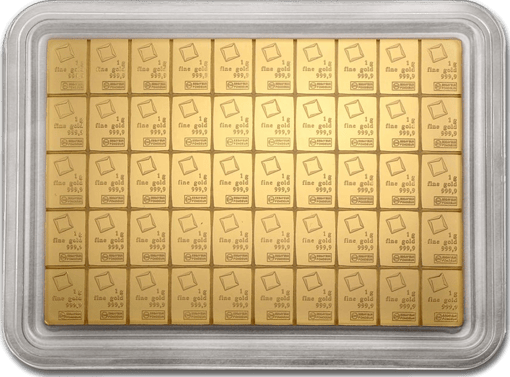 50 x 1g Gold Tafelbarren Combibarren (Goldplättchen)