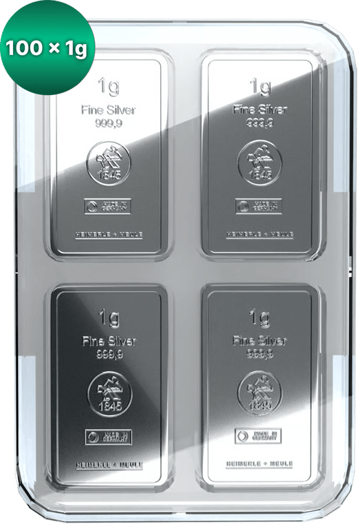 100 x 1g Silber Heimerle und Meule UnityBox