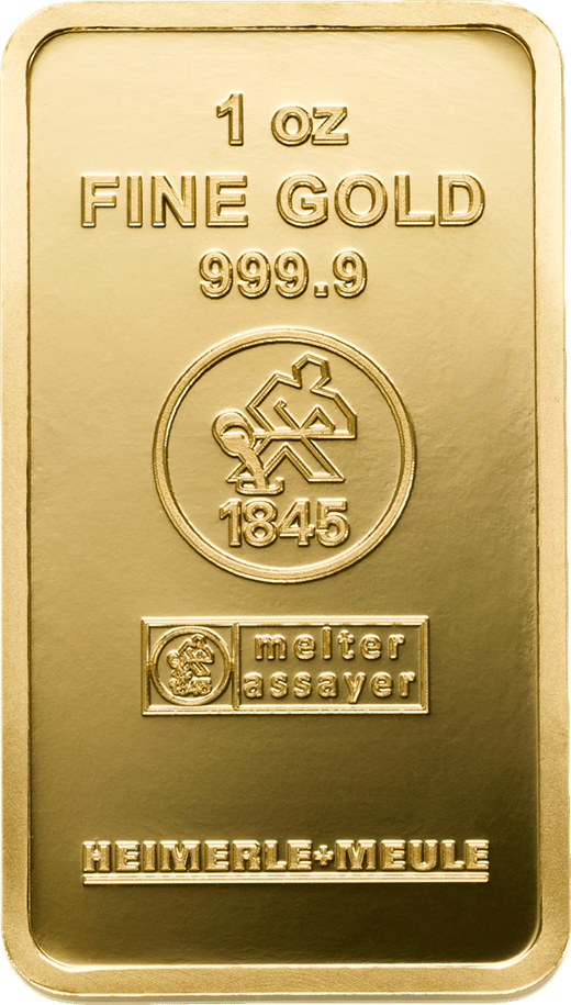 1 Ounce Gold Bar Heimerle und Meule (minted)