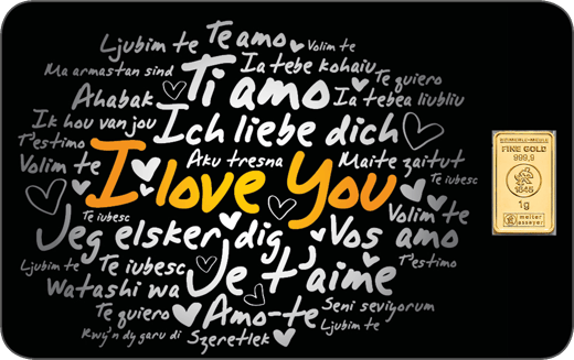 1g Gold Bar Heimerle und Meule I Love You FineCard