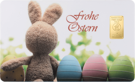 1g Goldbarren Heimerle und Meule Frohe Ostern FineCard