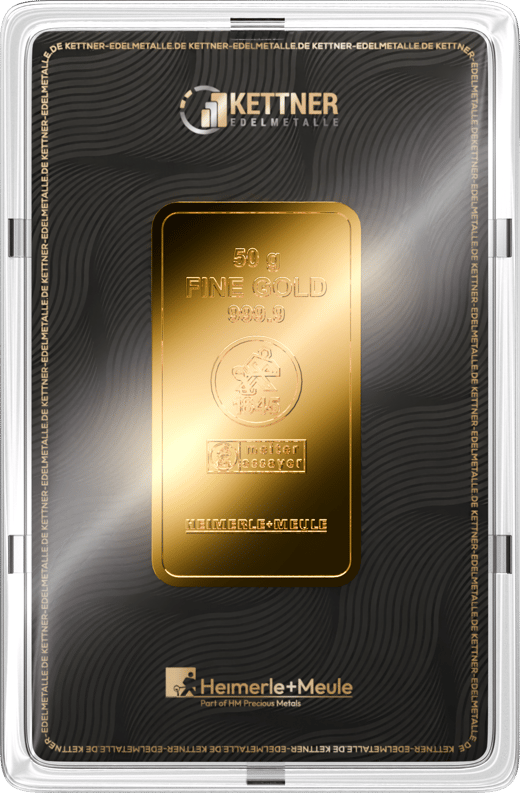 50g Goldbarren Heimerle und Meule (Kettner Edelmetalle)