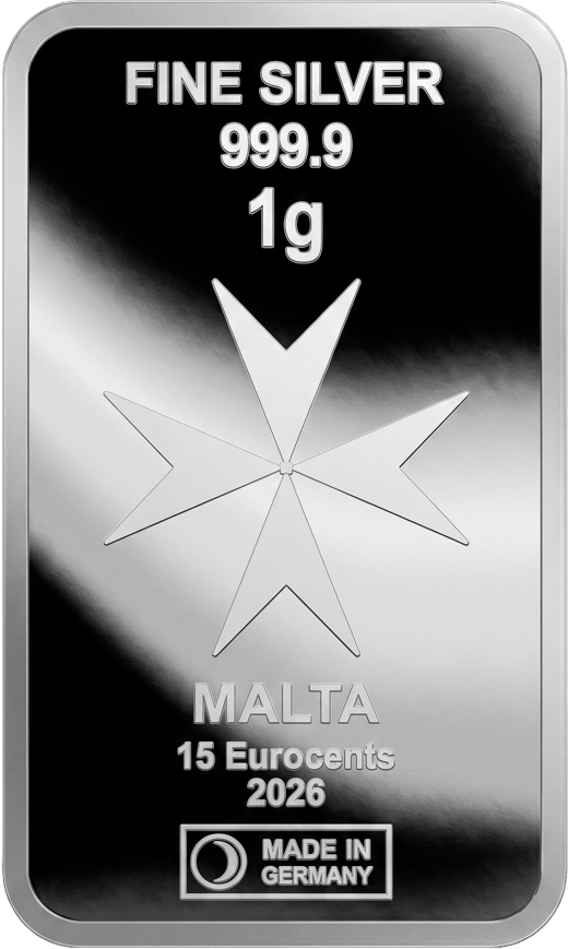 1g Silber Heimerle und Meule Malta Münzbarren