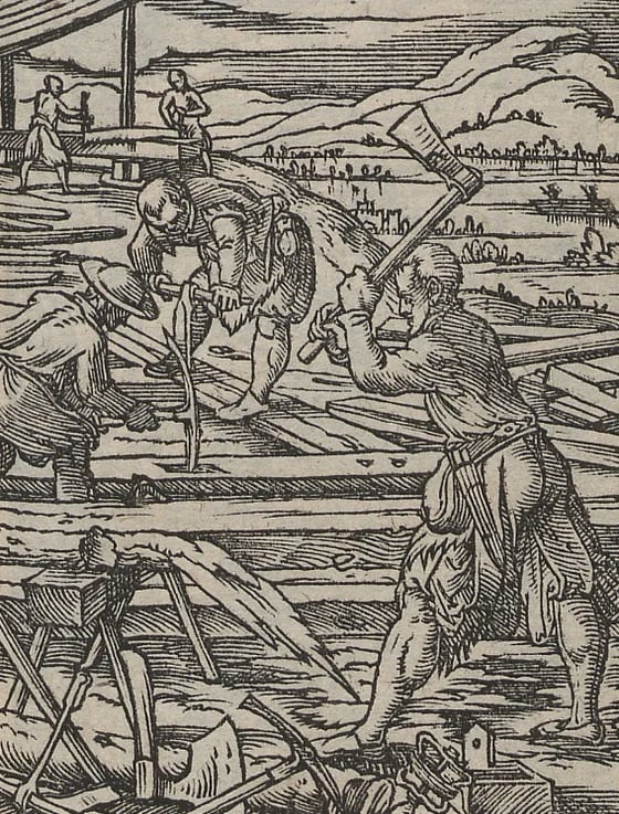 The Carpenter, woodcut by Jost Amman from the Book of Trades, 1568