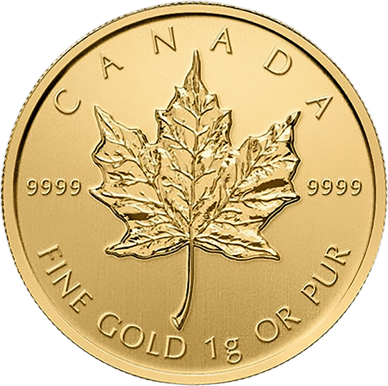Side with the maple leaf, CANADA above it and the weight and fineness in English and French along the rim
