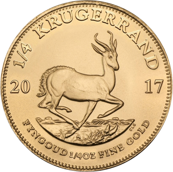 Seite mit dem Springbock im Sprung, darüber KRUGERRAND und links und rechts die Jahreszahl 2017