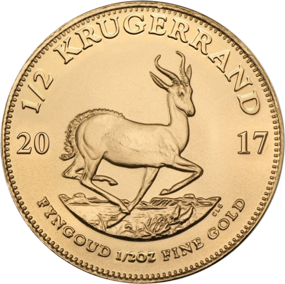 Seite mit dem Springbock im Sprung, darüber KRUGERRAND und links und rechts die Jahreszahl 2017