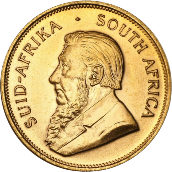 Lado con el retrato de Paul Kruger y la leyenda SUID-AFRIKA SOUTH AFRICA
