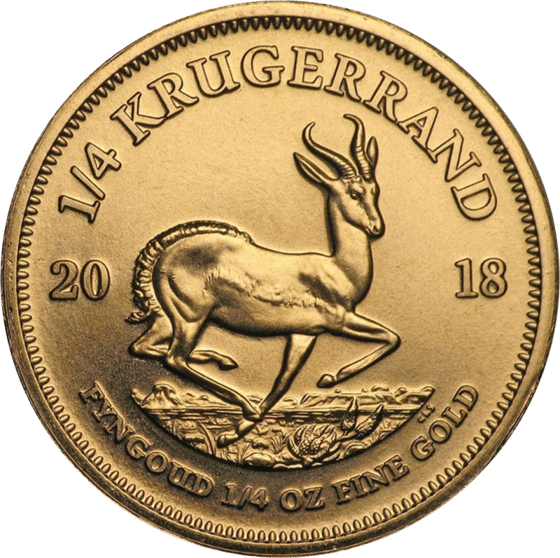 Seite mit dem Springbock im Sprung, darüber KRUGERRAND und links und rechts die Jahreszahl 2018