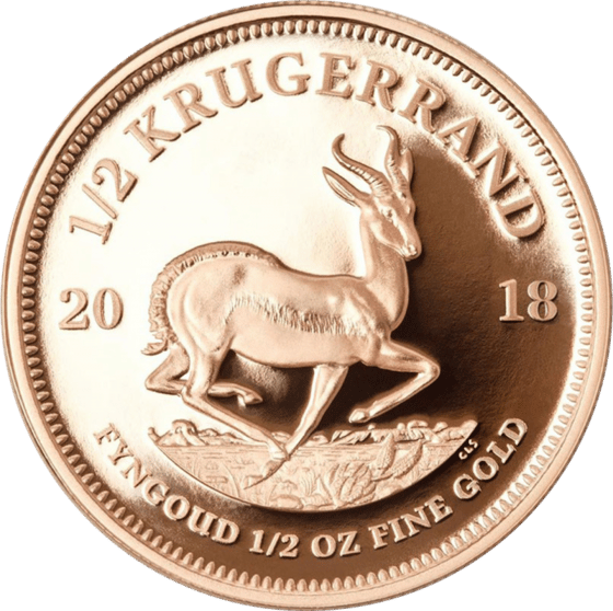Seite mit dem Springbock im Sprung, darüber KRUGERRAND und links und rechts die Jahreszahl 2018