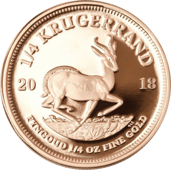 Seite mit dem Springbock im Sprung, darüber KRUGERRAND und links und rechts die Jahreszahl 2018