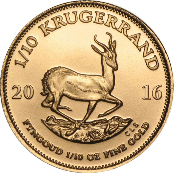 Side with the springbok in mid-leap, KRUGERRAND above it and the year to the left and right