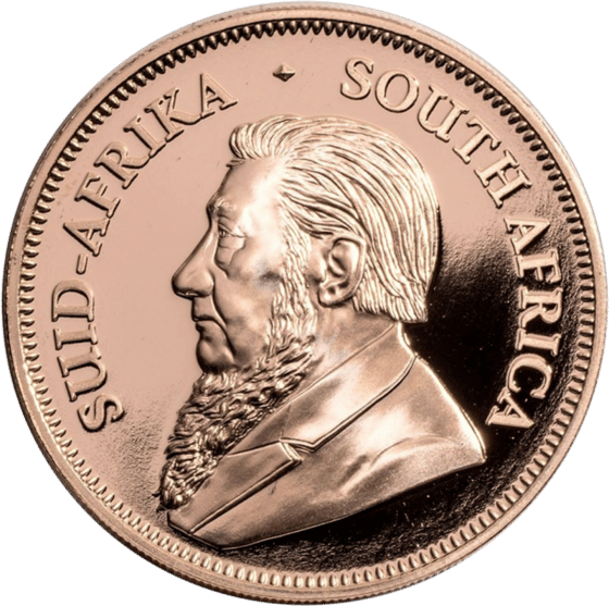 Lado con el retrato de Paul Kruger y la leyenda SUID-AFRIKA SOUTH AFRICA