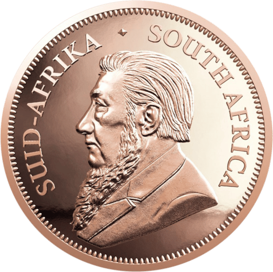 Lado con el retrato de Paul Kruger y la leyenda SUID-AFRIKA SOUTH AFRICA