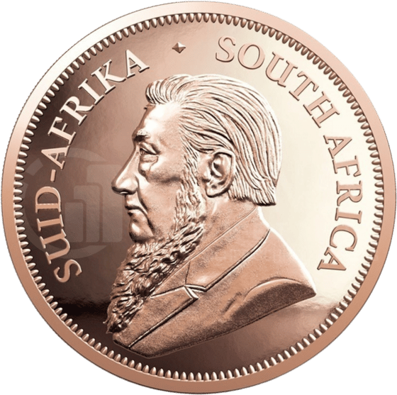 Lado con el retrato de Paul Kruger y la leyenda SUID-AFRIKA SOUTH AFRICA
