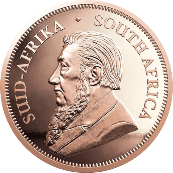 Lado con el retrato de Paul Kruger y la leyenda SUID-AFRIKA SOUTH AFRICA