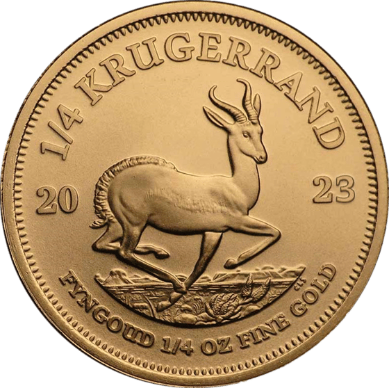 Seite mit dem Springbock im Sprung, darüber KRUGERRAND und links und rechts die Jahreszahl 2023