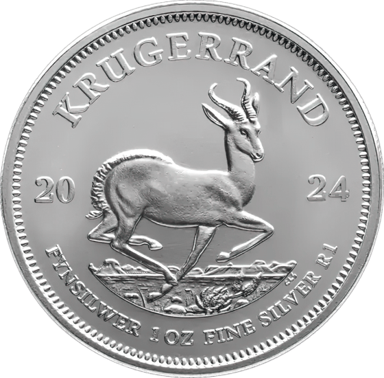 Seite mit dem Springbock im Sprung, darüber KRUGERRAND und links und rechts die Jahreszahl 2024