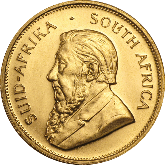 Lado con el retrato de Paul Kruger y la leyenda SUID-AFRIKA SOUTH AFRICA