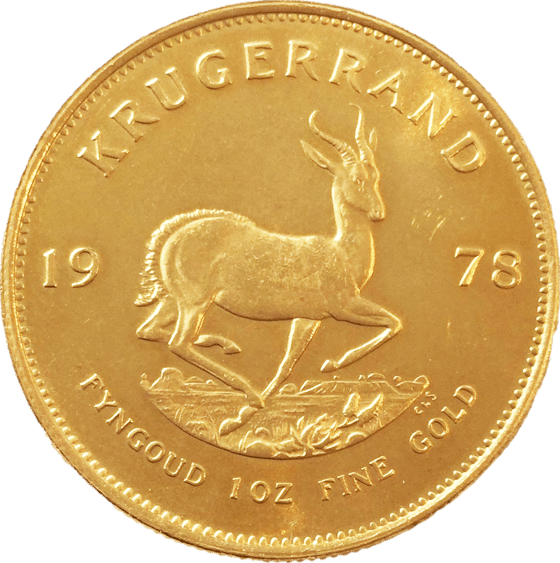 Lado con el springbok en pleno salto, encima la inscripción KRUGERRAND y a izquierda y derecha el año 1978