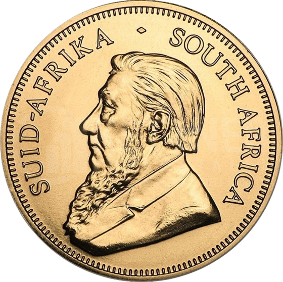 Lado con el retrato de Paul Kruger y la leyenda SUID-AFRIKA SOUTH AFRICA