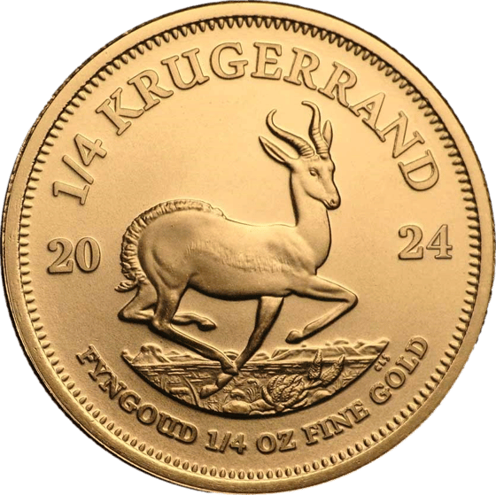 Seite mit dem Springbock im Sprung, darüber KRUGERRAND und links und rechts die Jahreszahl 2024