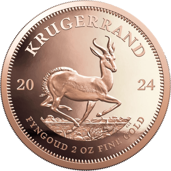 Seite mit dem Springbock im Sprung, darüber KRUGERRAND und links und rechts die Jahreszahl 2024