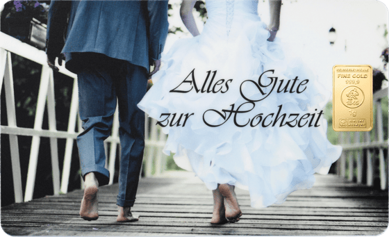 1g Goldbarren Heimerle und Meule Alles Gute zur Hochzeit FineCard