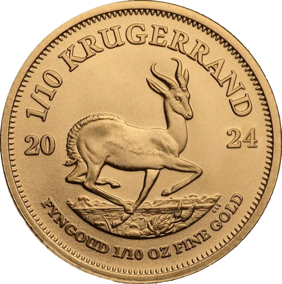 Seite mit dem Springbock im Sprung, darüber KRUGERRAND und links und rechts die Jahreszahl 2024