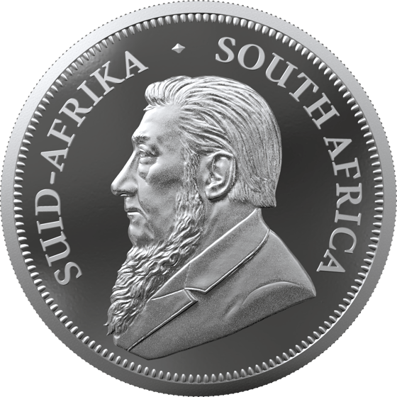 Lado con el retrato de Paul Kruger y la leyenda SUID-AFRIKA SOUTH AFRICA