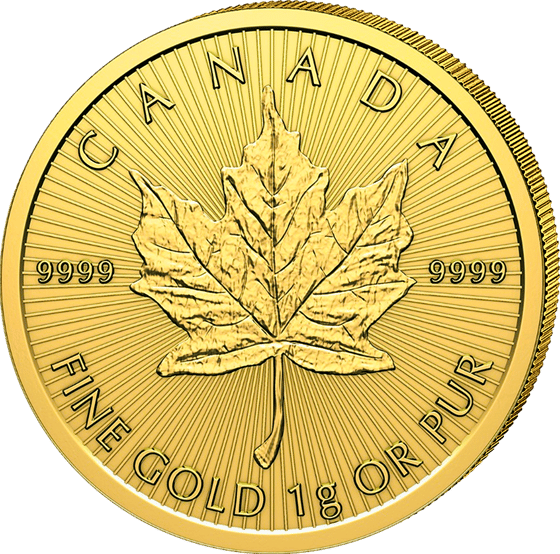 Lado con la hoja de arce, encima la inscripción CANADA y a lo largo del borde el peso y la ley en inglés y en francés