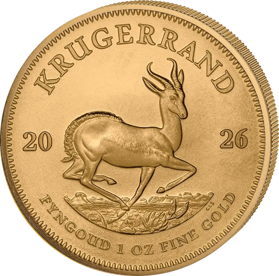 Seite mit dem Springbock im Sprung, darüber KRUGERRAND und links und rechts die Jahreszahl 2026