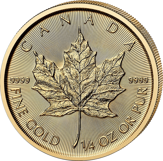 Lado con la hoja de arce, encima la inscripción CANADA y a lo largo del borde el peso y la ley en inglés y en francés