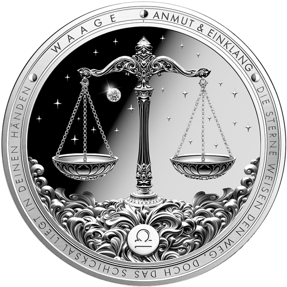 1 onza de plata Signo del zodiaco Libra 2026 (tirada: 5.000 | diamante | proof)