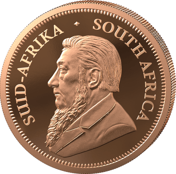 Lado con el retrato de Paul Kruger y la leyenda SUID-AFRIKA SOUTH AFRICA