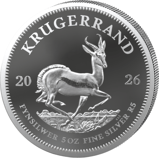 Seite mit dem Springbock im Sprung, darüber KRUGERRAND und links und rechts die Jahreszahl 2026