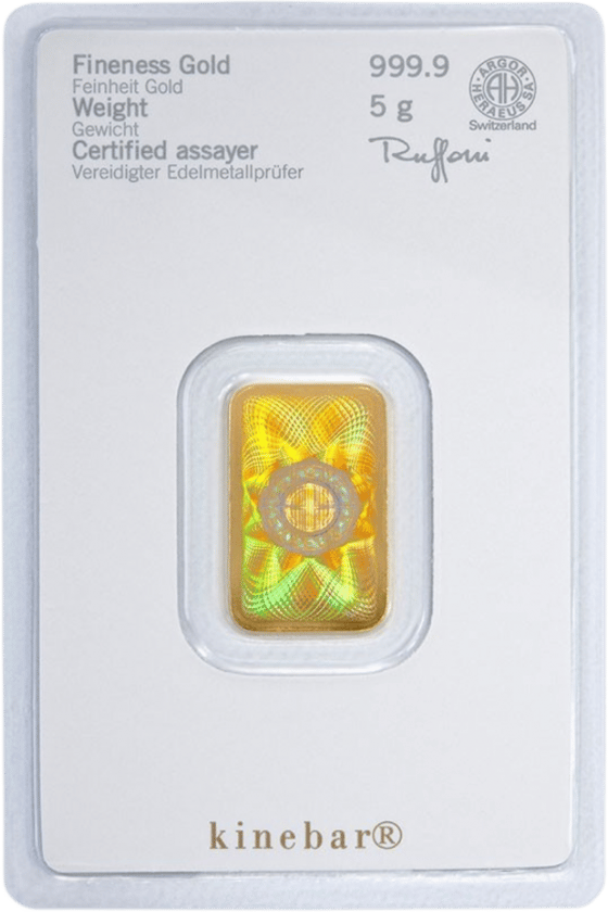 Kinebar im Blister, die Rückseite mit dem schimmernden Kinegram