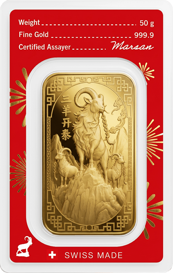 Front of the red card with weight, fineness, golden fireworks and the bar in its window