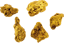 5er Set Australien Gold Nugget (Echte Nuggets 7,20g)
