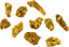 Set of 10 Australia Gold Nugget (Real Nuggets 3.04g)