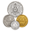 Kaiserreich Silber-Nominale – ½, 1 & 3 Mark Original plus vergoldete Gedenk-Mark